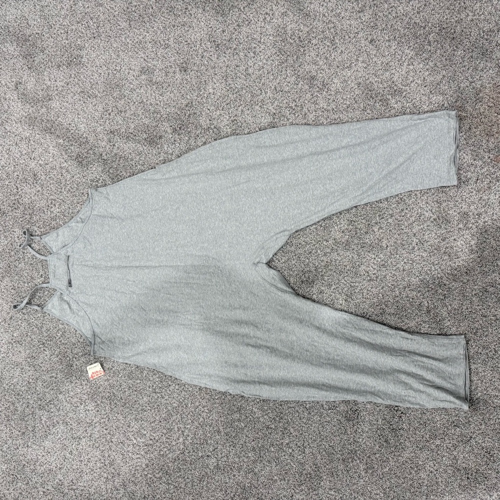 NWT Free People Movement Hotshot Onesie Jumpsuit Heather Grey Cotton Women’s L - Picture 12 of 13